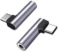 USB C naar 3.5mm Jack Adapter - 2 stuk - Audiojack naar USB-C - Audiojack 3.5 - Audio Jack USB-C - Aluminium - Grijs