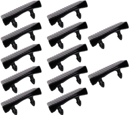 Verpakking van 12 zijhouders voor bedden, vervangende doppen, kunststof, een- en tweepersoonsbed, 65 mm x 9 mm, zwart