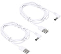 5 voeten USB naar DC 5.5 x 2.1 mm stroomkabel barrel jack. 2 stuks adapter oplaadkabel aansluiting voor lichtventilatoren. luidsprekers. tafellamp. wit