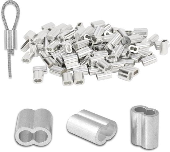 Aluminium seilklemmen 2mm/3mm/4mm, 150 stuks voor staalkabel en draadseil verbindingen