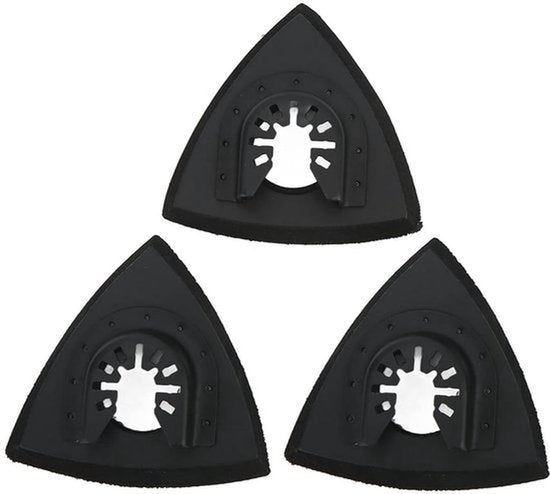 3-delige oscillatie multitool schuurzool set met driehoekige snelkoppelingsplaat voor eenvoudig en snel vervangen van schuuraccessoires