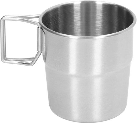 RVS Opvouwbare Campingbeker 320ML Draagbare Metalen Koffiemok Backpacken Hiken