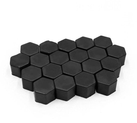 Set van 20 Zwarte Siliconen 19 mm Auto Wiel Moer Lug Hub Covers - Stofkappen