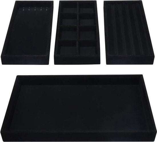 Sieradenorganizer - Stapelbaar - Velours - Bakken - Lade - Display - Dozen - Verwijderbare Secties - Kettingen - Ringen - Armbanden - Oorbellen.