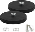 Verpakking van 2 Rubber Neodymium Magneten, Rubber Ronde Magneten met Convexe Schroefgat M6, Diameter 66 mm Platte Grip Magnet, Laadcapaciteit 55 kg, Schijf Pot Magnet voor Schroeven, Lichtsstrips