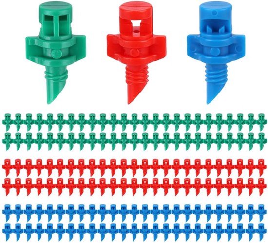 150 Stks Druppelirrigatie-Emitters, 90/180/360 Graden Micro-Sproeihoofden Refractie-Druppelaars Voor Tuin Gazon & Boerderij Watersysteem