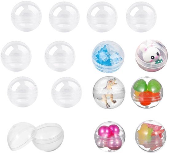 Verpakking van 120 Kleine Ronde Capsules, Plastic Ballen, Transparante Plastic Ballen voor Vullen, Vulbare Acrylaat Ballen, Transparante Plastic Knutselballen voor Vullen Kerstdecoraties en