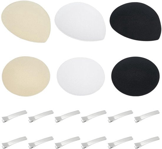 6 STKS Traan Ronde Fascinator Hoed Base EVA Doek Millinery Hoeden Base met 12 stks IJzeren Alligator Haar Klem, Fascinator Hoed Base Set voor DIY Craft Millinery Maken Materiaal,