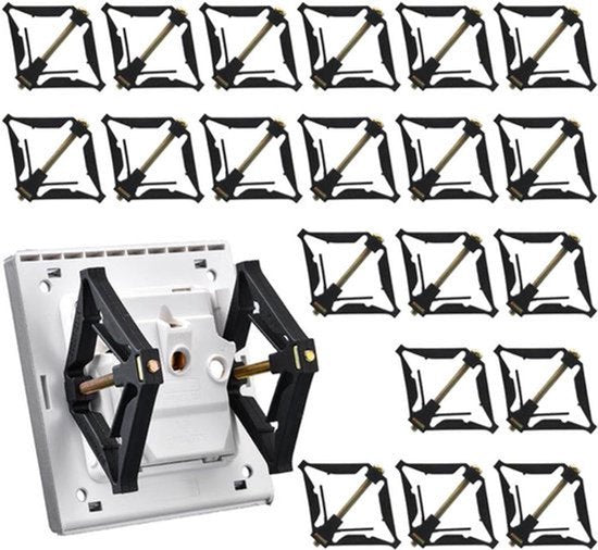 20 Stuks Schakelaar Cassettes Reparatie Steunbalk Houder met Schroef voor Cassette Reparatie voor Wand Schakelaar Reparatie Kit Elektrische Kast Gebroken Haak Houder Zwart A