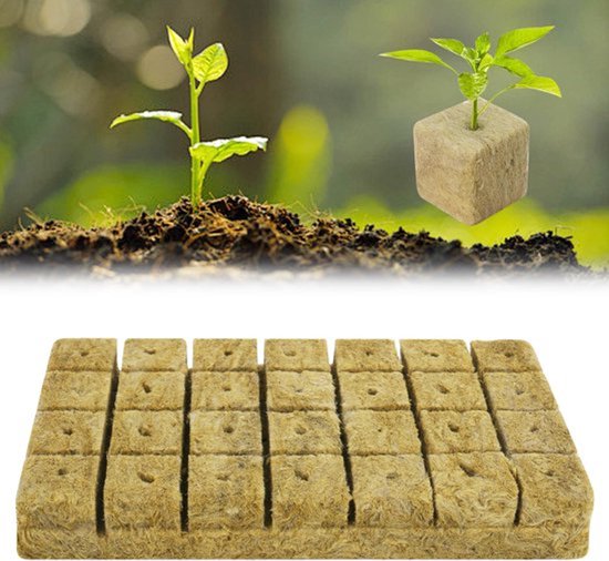 28 stuks steenwol blokken, steenwol set, steenwol kweekmat, bodemloze hydroponische kweekmat, steenwol blok, steenwol blok voor stekken, klonen, groeien 4x4x4cm