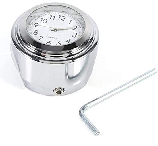 Stuurhorloge, witte motorfiets 7/8 inch 1 inch stuurhorloge waterdicht schokbestendig digitaal horloge motorfiets fietsklok stuur lichtgevende wijzerplaat