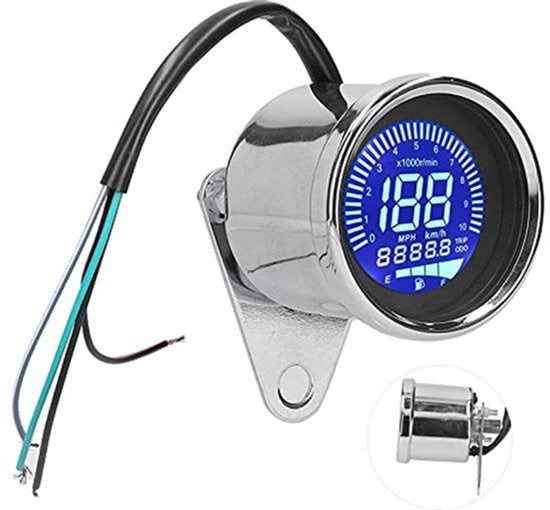 Snelheidsmeter 0â€‘160KM/H LCD Digitale LED Snelheidsmeter GPS Snelheidsmeter Odometer Waterdicht voor Motorfiets 12V DC Retro Chroom Stijl