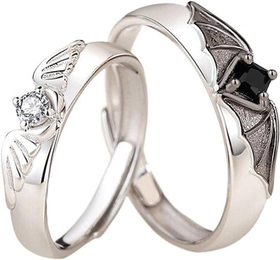 Set van ringen voor dames en heren - Trouwringen - Verlovingsringen - Partnerringen - Verstelbare ringen - Huwelijksring cadeau voor echtgenote, man, vriendin