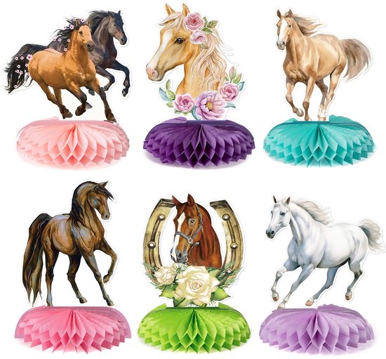 stuks tafeldecoratie verjaardagsthema paarden kleurrijke tafeldecoratie feest verjaardag Gefeliciteerd met je verjaardag meisje paarden