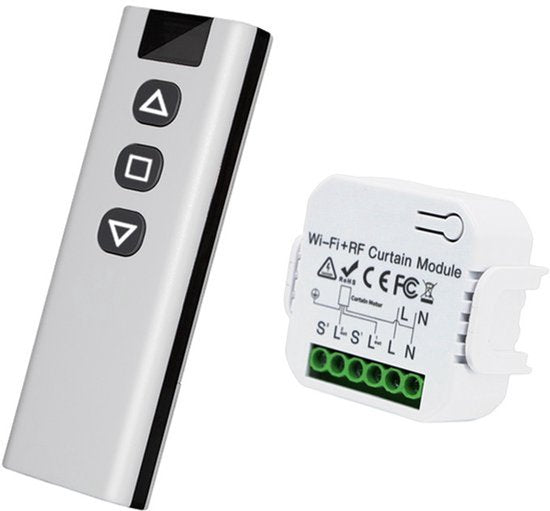 Draadloze slimme rolluikcontroller met 1 stks RF-afstandsbediening, Slimme Rolluikschakelaar - Geschikt voor Google Home / Alexa APP-bediening en handmatige schakelaar, elektrische motor WiFi-schakelaar