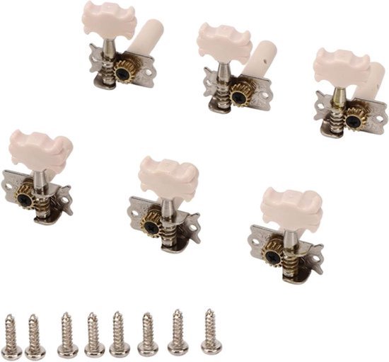 Wit Plastic Stemsleutel voor Klassieke Gitaar | Metalen Stemmechanieken 3L3R Tuners voor Akoestische Gitaar Vervanging
