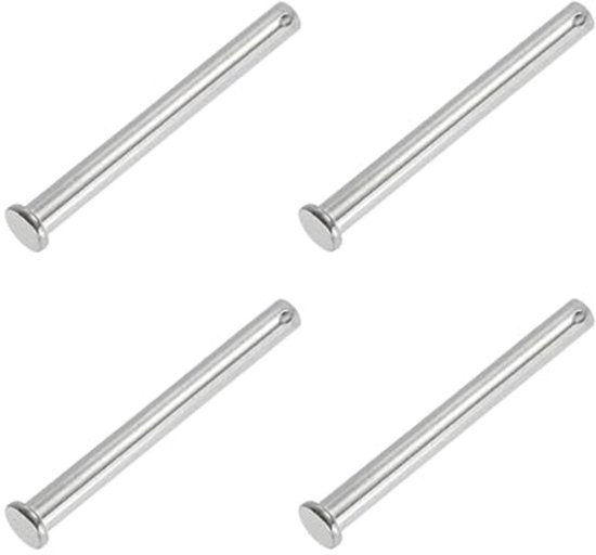 10 x 110mm Enkelgat Clevis Pins - 4 Stuks 304 Roestvrijstalen Platte Koppen voor Lock Link Hinge Systemen - Zilver