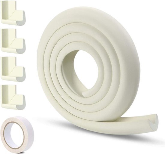 Randbescherming voor kinderen, rubber tafelrandbescherming, 4 hoekbeschermers, babybescherming, extra dikke antiaanrijding gewatteerde rand van tafel/meubel (wit)