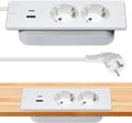 Tafelblad met verzonken stopcontact, tafelstopcontact en USB C - wit