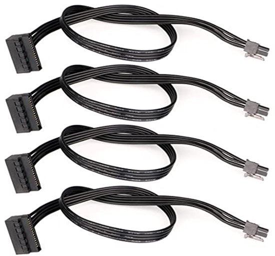 4 stuks SATA voedingskabel SATA 15 pin naar 4 pin PCI Express kaart voedingskabel adapter 40 cm 90 graden rechte hoek