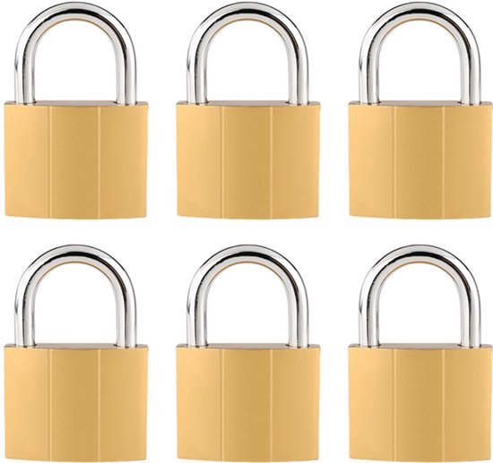 6 stuks hangslot met sleutel: sloten, 32 mm met 18 sleutels, waterdicht, hangslot, weerbestendig, voor gereedschapskist, sportschool, kluisjes, koffers, kasten, kluisjes