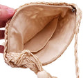 Vrouwen Zomer Strand Stro Zakken Met Kwastje Mini Stro Handtassen Met Rits Weave Handgemaakte Crossbody Tas Bohemian Schoudertas (Beige)