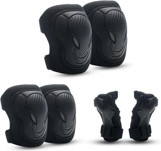 Kniebeschermers voor kinderen, knie- en elleboogbeschermers voor kinderen, kniebeschermersset, inline skates voor kinderen, beschermers voor skateboarden, fietsen, zwart (elleboog, kniebeschermers, pols)