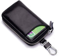 Leren autosleutelhanger sleutelhouder - Multifunctionele rits sleutelhouder met 6 kleuren om uit te kiezen, zwart, S, klassiek, zwart, klassiek