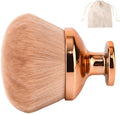 Extra Grote Make-Upkwast voor het Lichaam, 90 mm Brede Ovale Kabuki-Kwast Bronzers Blend Zelfbruinende Applicator met Trekkoordtasje voor Gezicht Hals Rug Benen Nat en Droog Gebruik (Goud)