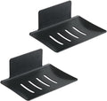 - Roestvrij stalen zeephouder set zonder boren - Zuignap - Badkamer keuken douche wastafel - Zwart - Solide - 2 stuks - Zeepbakje