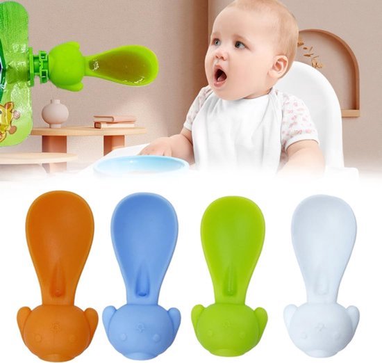 4-delig Siliconen Babyvoedingsset - Zachte Mondstuk voor Fruitpureezakjes - Lekvrij Ontwerp - Geschikt voor Baby's 3+ Maanden - Eenvoudig Schoon te Maken