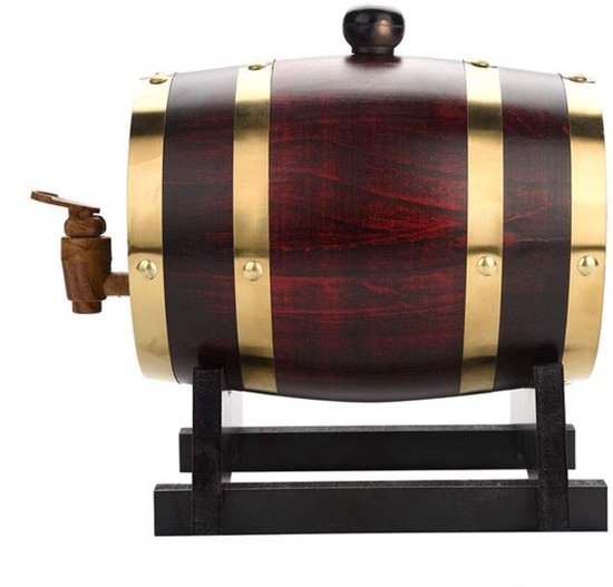 Eiken vat,1.5L Vintage hout eiken hout veroudering wijn geest whisky opslag vat met kraan voor bier whisky rum poort