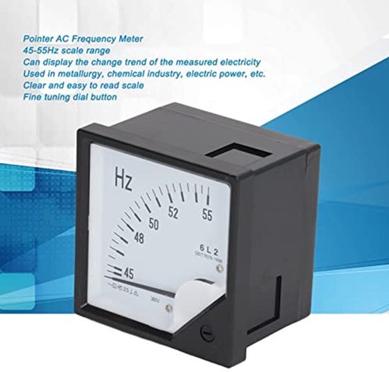 Wijzertype Frequentiemeter, AC 380V Vierkante Paneeldetector 45-55Hz, met ABS-behuizing, voor Industriële Besturingsapparaten