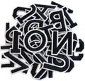 Set van 72 stuks strijkpatches letters en cijfers - opnaaibaar - kleding reparatie - zwart