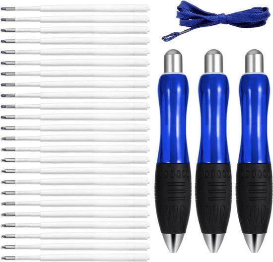 Pakket van 27 dikke balpennen voor zware Tremor, ergonomisch ontwerp met brede handgreep, ideaal voor zwakke handen, 3 zwarte pennen + 12 navullingen.