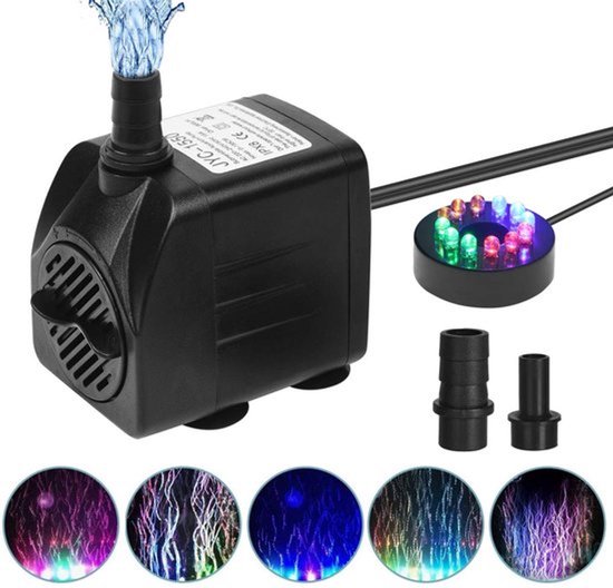 Waterpomp met LED - 15W onderdompelingspomp - Perfect voor aquarium en vijver - Compact ontwerp - Fonteinpomp - Energiezuinig en betrouwbaar...