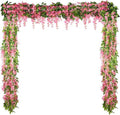 Kunstbloemen Slinger Met 26 Voeten Voor Hangende Bloemdecoratie - Blauweregen Wijnstok (Roze)