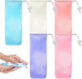 Kleurrijke zeepzakjes met trekkoord - Gezichtsreinigingsnet - Zeepnet - Mesh tas - Scrub tas - Badkamerreinigingsaccessoires - 5 stuks