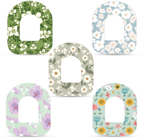 25 stuks Zelfklevende Patches voor Omnipod 5, Ademend Waterdichte Overpatches CGM-sensorhoezen Bloemenprints Sensorpatches Stickers Compatibel met Omnipod 5
