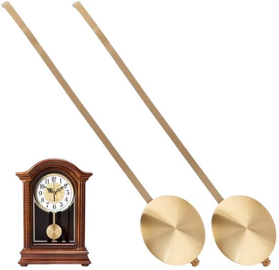 2 stuks mechanische klokkenkrans, metalen slingeronderdeel voor wandklok, kwartswandklokkrans, vervangende slinger, reparatieonderdelen voor thuiskantoorklok, lichtgoud, 30,2 * 6 cm