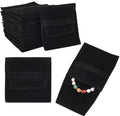 24pcs Zwarte Microfiber Sieraden Pouch - Vouwbare Flapzak voor Oorbellen, Armbanden en Kettingen - 9,7 x 9 cm