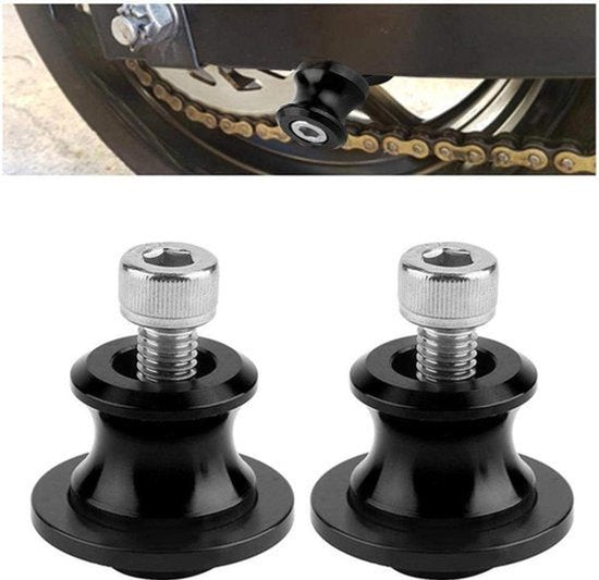 M8 Loft Stand Spools 2 Stuks 8mm Motorfiets CNC Achterstand Swingarm Sliders Stand Bobbins (Zwart)