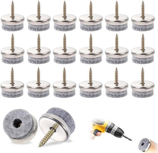 20 stuks 18 mm viltdoppen schroeven voor stoelpoten - stoelpootbeschermers voor vloer & meubels