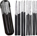 10 stuks tekenkoolset houtskoolstiften in zwart 4 verschillende maten - Aluminium case professionele set voor tekenen, schetsen en kunst