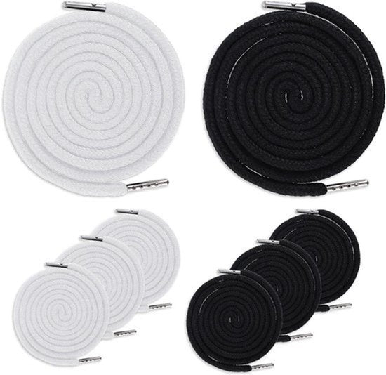 8 stuks lange trekkoord vervanging voor hoodie, joggingbroek en sweatshirt (wit en zwart)