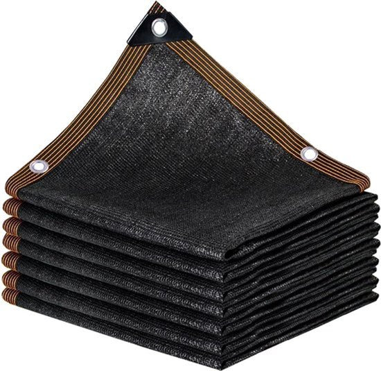 Schaduwdoek – zonwering schaduwdoek – 3x5m duurzaam gaaszeil met ringen en verstevigde randen - voor kas planten, buiten tuin, pergola, terras, gazon - zwart