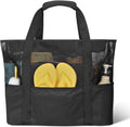 Strandtas XXL voor dames - Groot - Familie - Ritssluiting - Netstof - Licht - Shopper - Supermarkt - Strand - Zwembad - Fitnessstudio - 47 x 20,5 x 34,5 cm