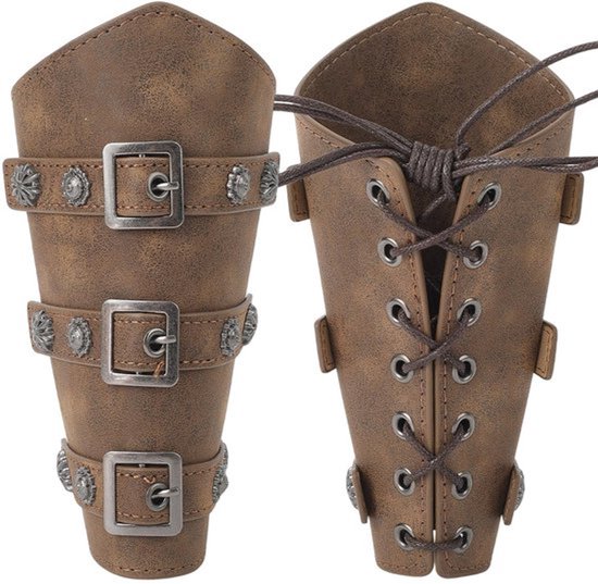 2 stuks leren armbeschermers, handbeschermers voor boogschieten, PU-leren handschoen, polsband, renaissance krijger, middeleeuwse retro, verstelbare gesp, armbeschermer voor Halloween, volwassenen