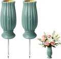 2 stuks grafvaas met grondpen, begraafplaatsvazen voor begraafplaats met metalen spikes en drainagegaten, voor grafsteen, graaf, begraafplaats, decoraties, herdenkingsgeschenken, verlies van een