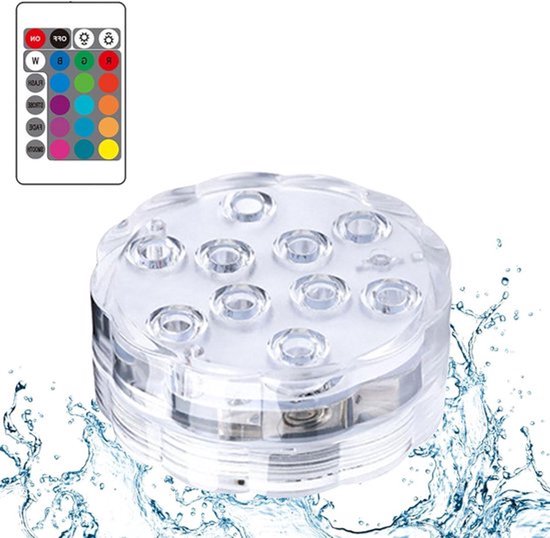 Onderwater LED verlichting met afstandsbediening voor zwembad, vijver, aquarium - RGB lamp in 10 kleuren